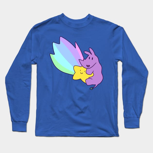 Rainbow Shooting Star Rhino Long Sleeve T-Shirt by saradaboru